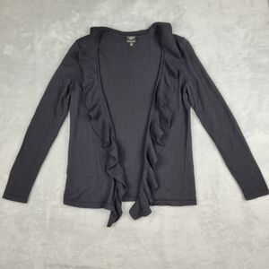 Talbots Womens Cardigan Pure Italian Merino Wool Black Long Sleeve Size S Petite